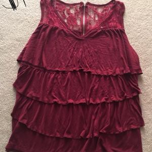 Lace illusion ruffled top